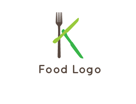 letter K with knives and fork
