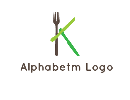 letter K with knives and fork