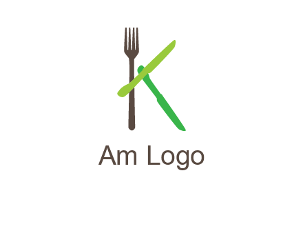 letter K with knives and fork