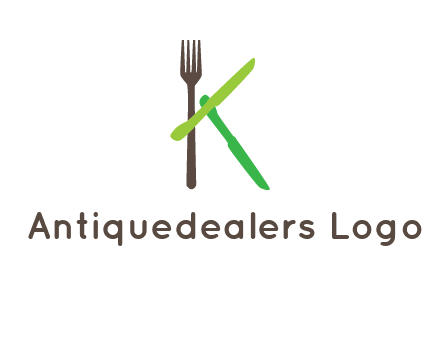 letter K with knives and fork