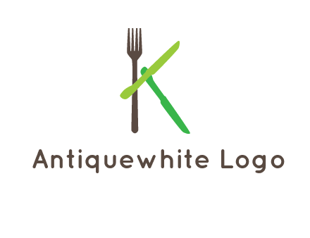 letter K with knives and fork