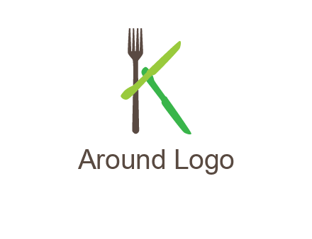 letter K with knives and fork