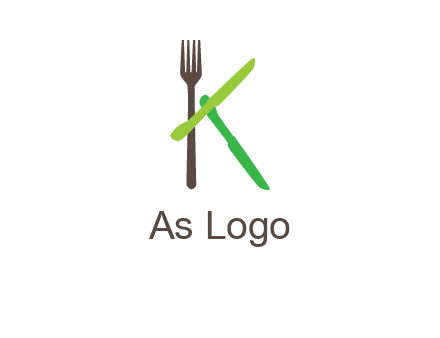letter K with knives and fork