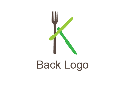 letter K with knives and fork