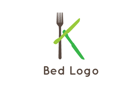 letter K with knives and fork