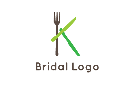 letter K with knives and fork