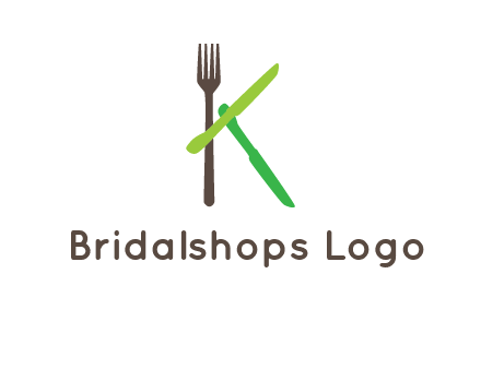 letter K with knives and fork
