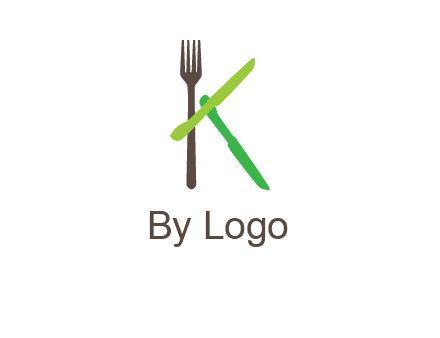 letter K with knives and fork