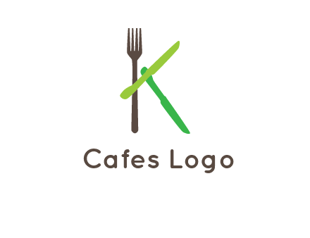 letter K with knives and fork