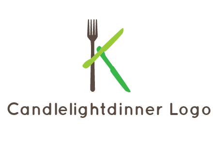 letter K with knives and fork