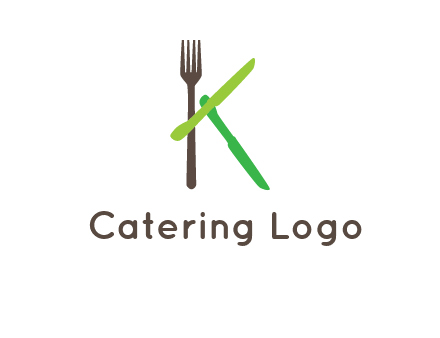 letter K with knives and fork