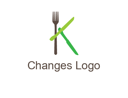 letter K with knives and fork