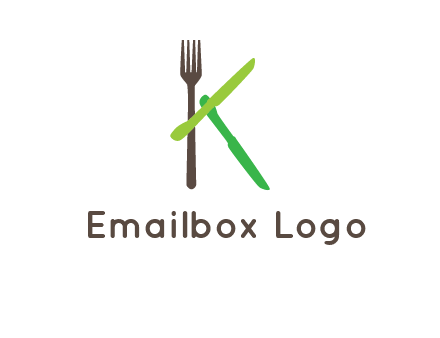 letter K with knives and fork