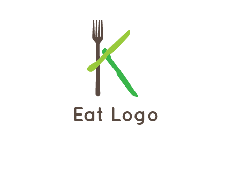 letter K with knives and fork