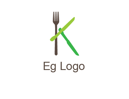 letter K with knives and fork