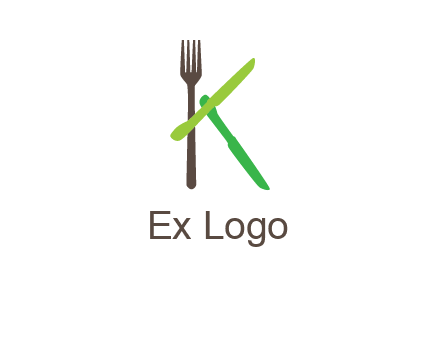 letter K with knives and fork