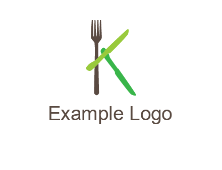 letter K with knives and fork