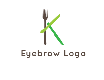 letter K with knives and fork