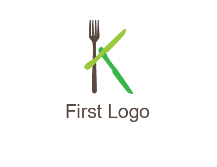 letter K with knives and fork