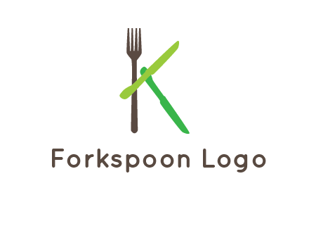 letter K with knives and fork