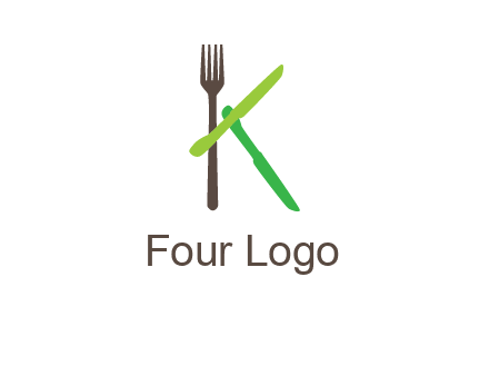 letter K with knives and fork