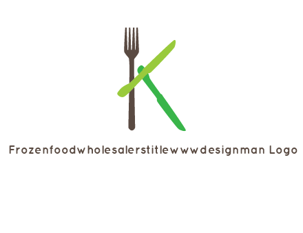 letter K with knives and fork