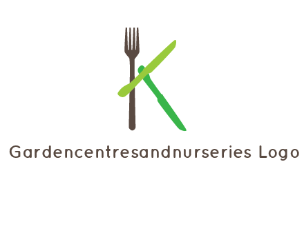 letter K with knives and fork