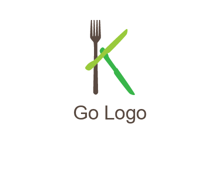 letter K with knives and fork