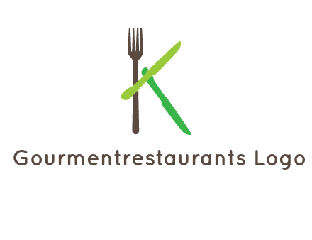 letter K with knives and fork