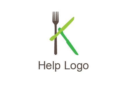 letter K with knives and fork