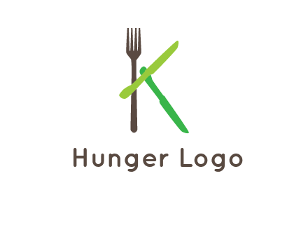 letter K with knives and fork