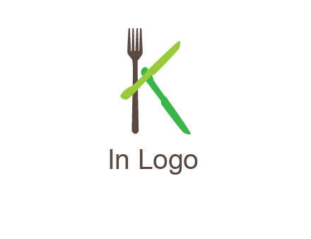 letter K with knives and fork