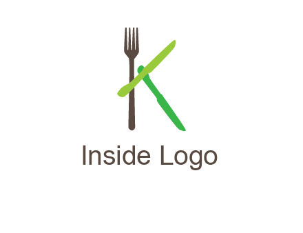 letter K with knives and fork
