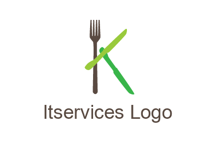 letter K with knives and fork