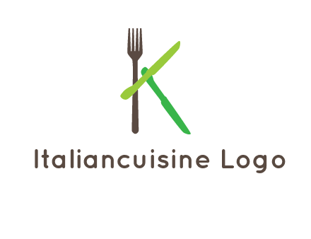 letter K with knives and fork