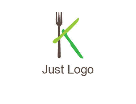 letter K with knives and fork