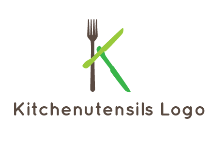 letter K with knives and fork