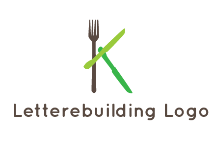 letter K with knives and fork