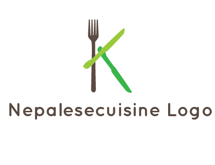 letter K with knives and fork
