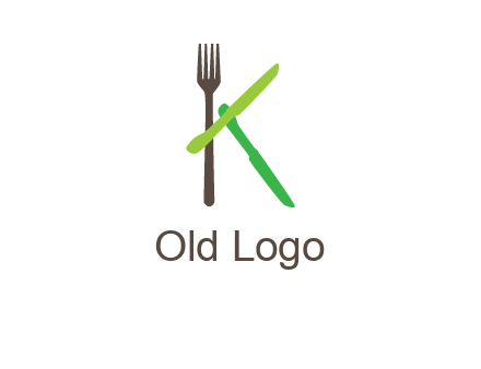 letter K with knives and fork
