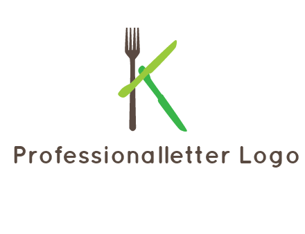 letter K with knives and fork