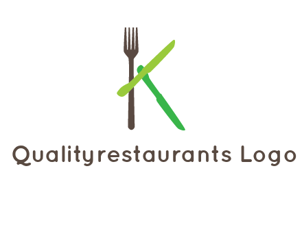 letter K with knives and fork