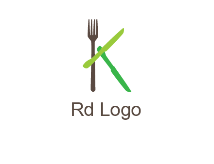 letter K with knives and fork