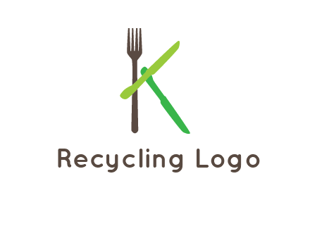 letter K with knives and fork
