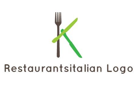 letter K with knives and fork