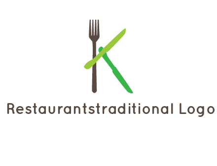 letter K with knives and fork