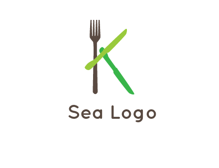 letter K with knives and fork