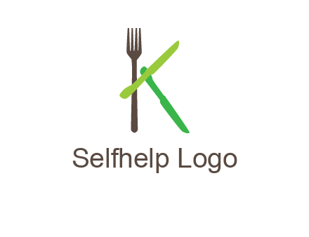letter K with knives and fork