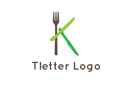 letter K with knives and fork