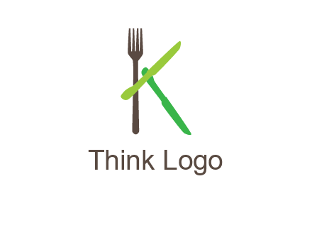 letter K with knives and fork